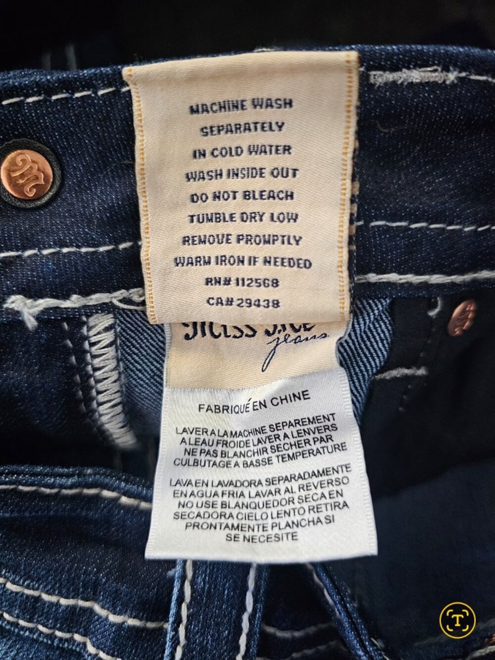 Miss Me cuffed capri dark wash denim/ jeans. model #JP5771P - Picture 12 of 12